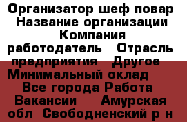 Организатор-шеф-повар › Название организации ­ Компания-работодатель › Отрасль предприятия ­ Другое › Минимальный оклад ­ 1 - Все города Работа » Вакансии   . Амурская обл.,Свободненский р-н